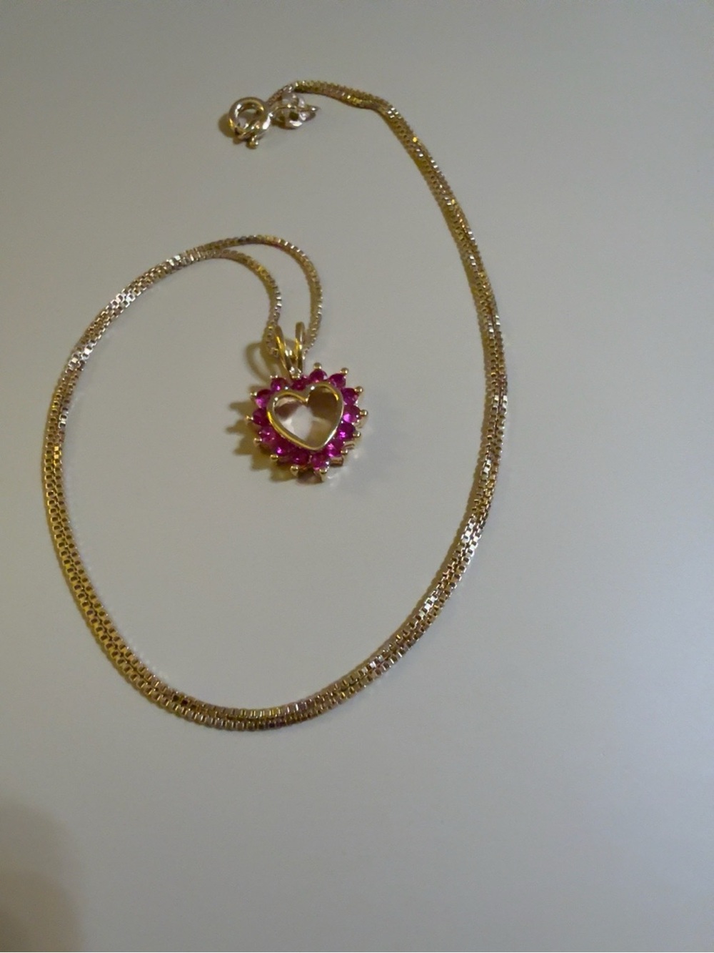 18K Gold-Over-Sterling Lab-Created Ruby Heart Necklace